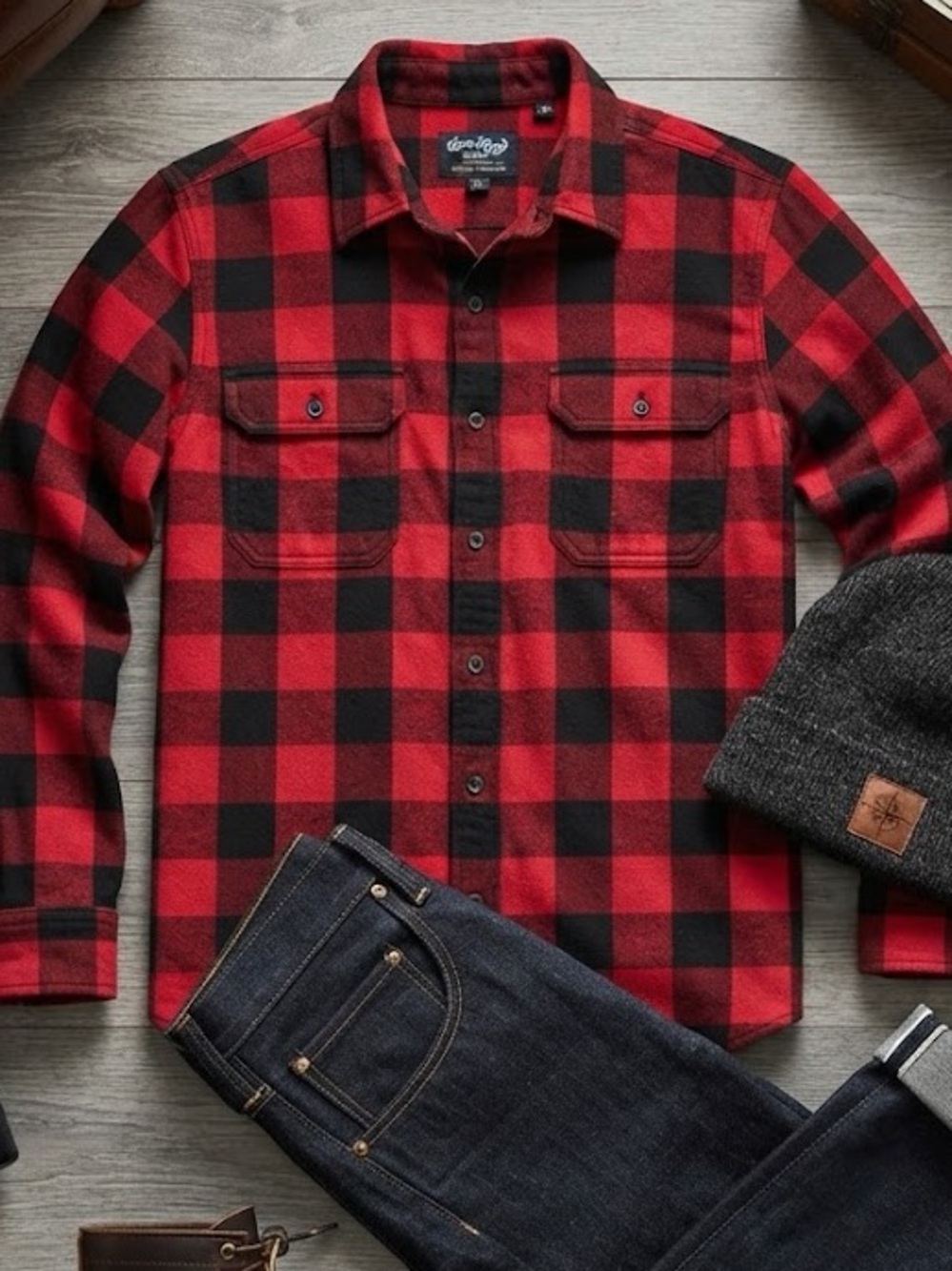 Men’s Red & Black Plaid Flannel Shirt | Size Small | Cozy Fall & Holiday Vibes